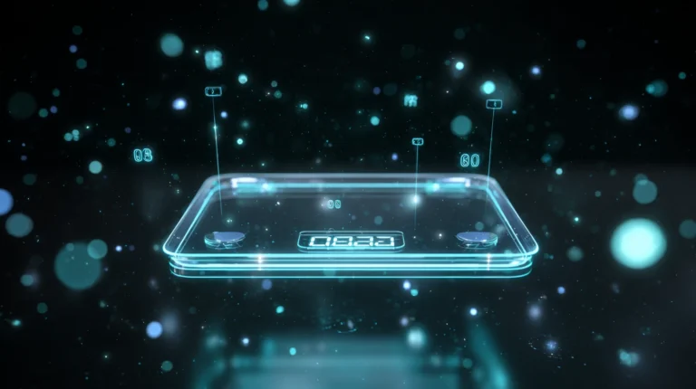 waga do ciała na ciemnym tle